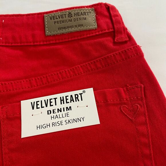 NWT Velvet Heart Francescas Hallie Red Black Velvet Racer‎ Stripe Jeans Size 27 - Picture 8 of 16